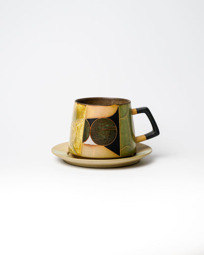 Fusion 02 | Porcelain Cup & Saucer - Geometric Relief Glaze by Cenotph