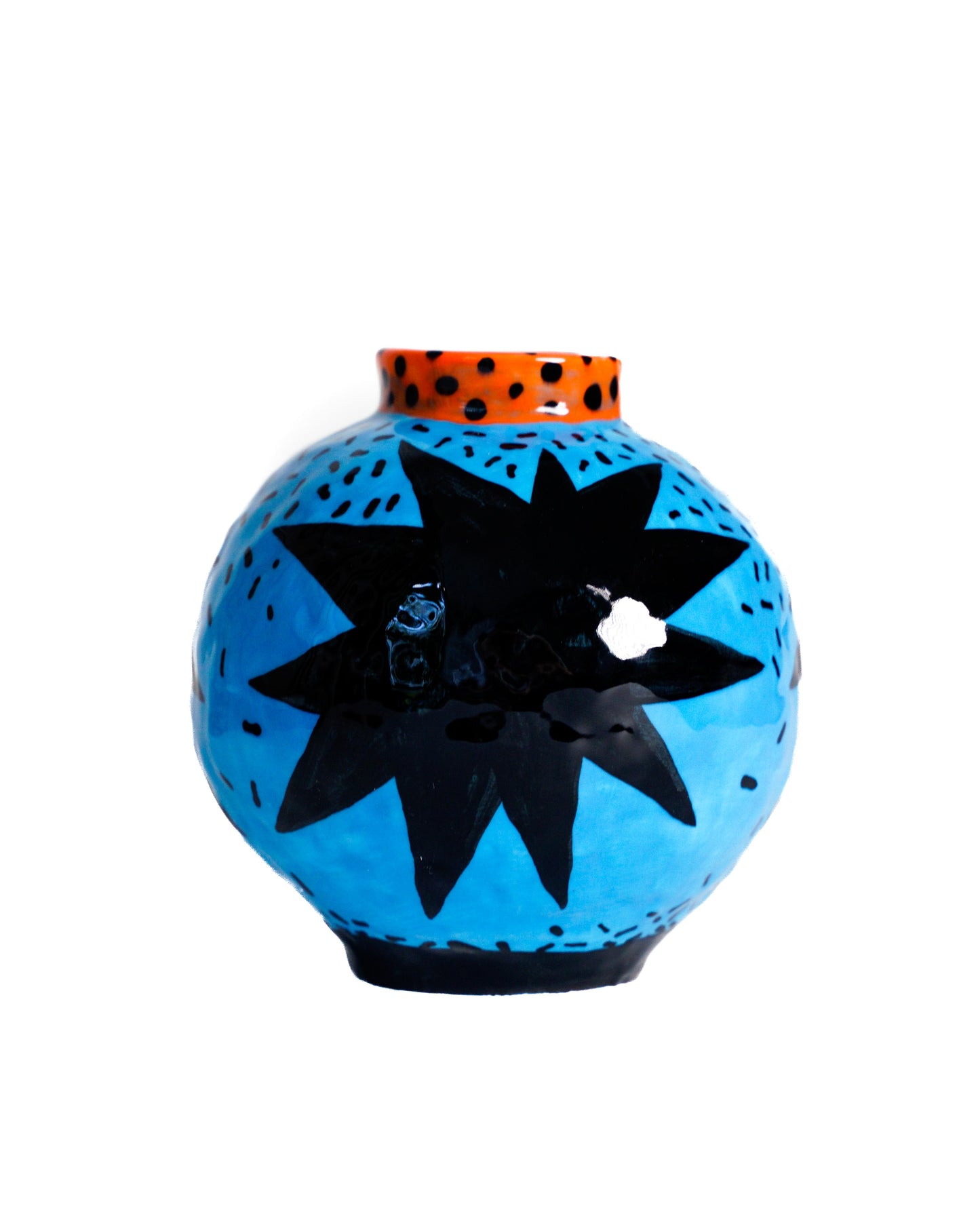 Exploding Sun Vessel | Glazed Porcelain Jar - Painted by S.T.