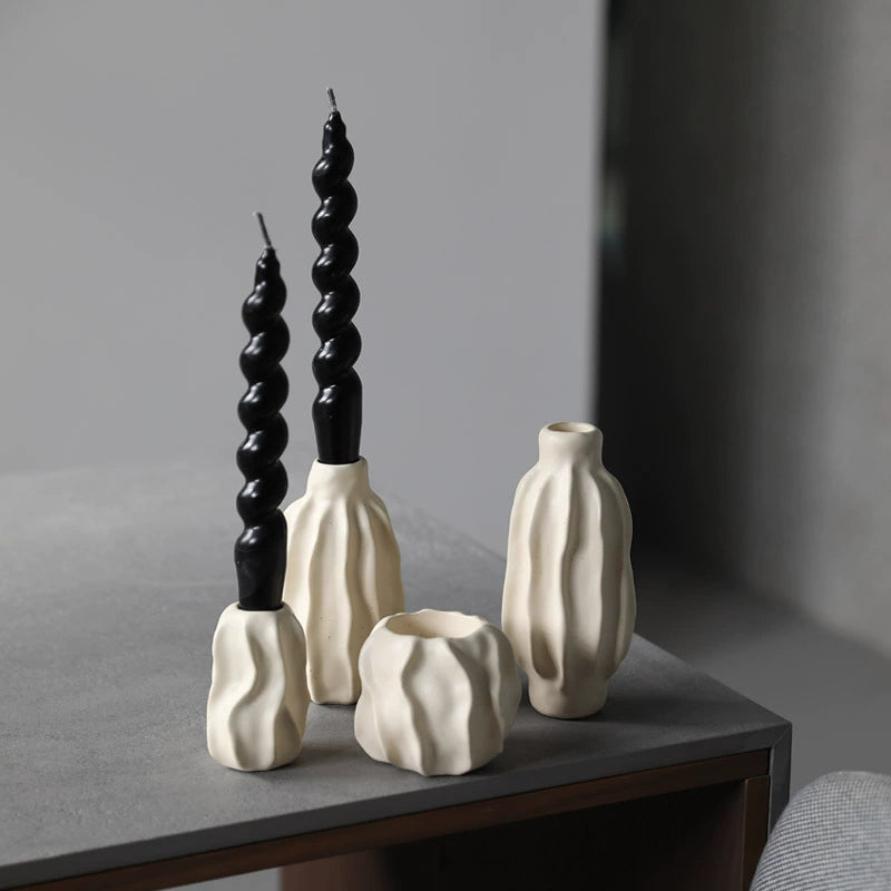 Ripple Candle Holder Collection | Porcelain - Sculptural Hand-Carving by Niki