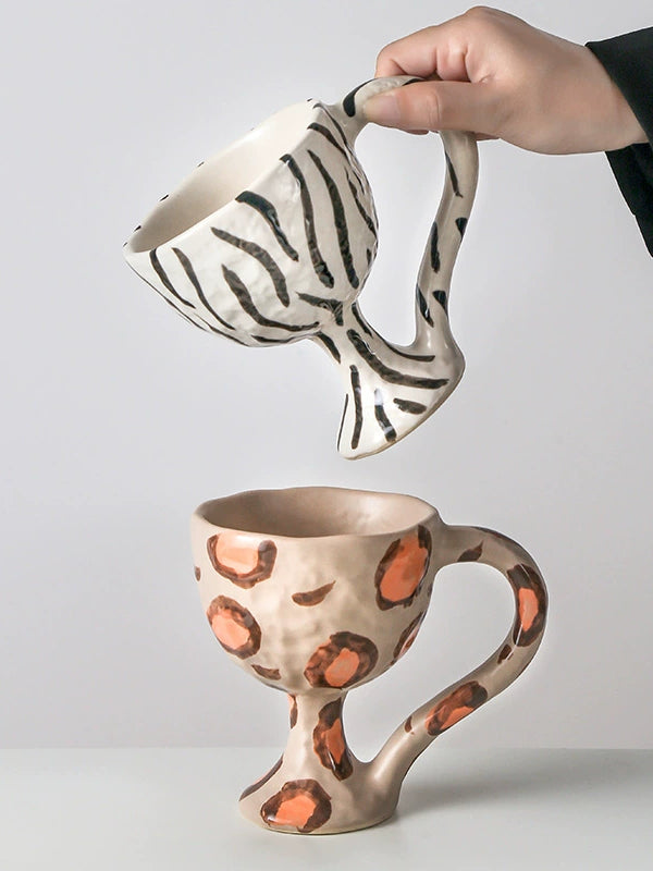 Wild Harmony Goblet Set | Hand-Painted Ceramic - Organic Forms by Alex