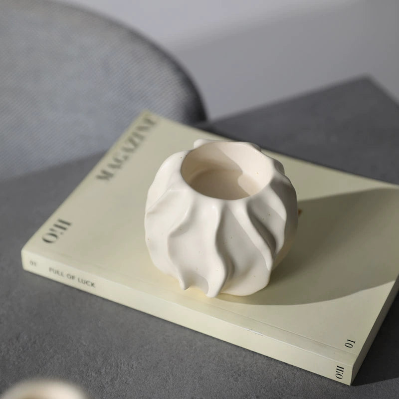 Ripple Candle Holder Collection | Porcelain - Sculptural Hand-Carving by Niki