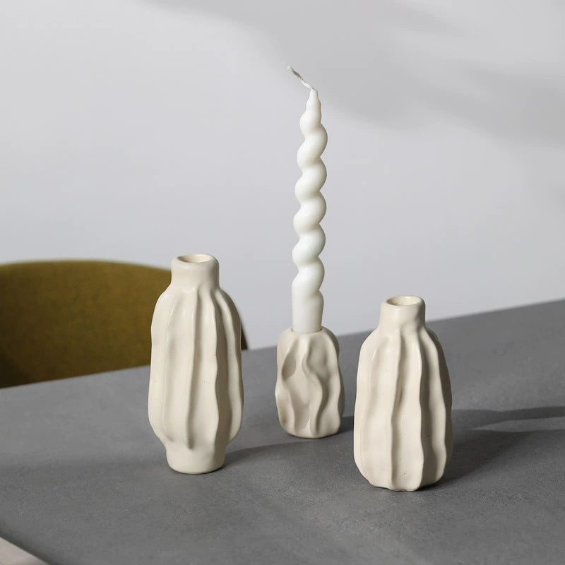 Ripple Candle Holder Collection | Porcelain - Sculptural Hand-Carving by Niki