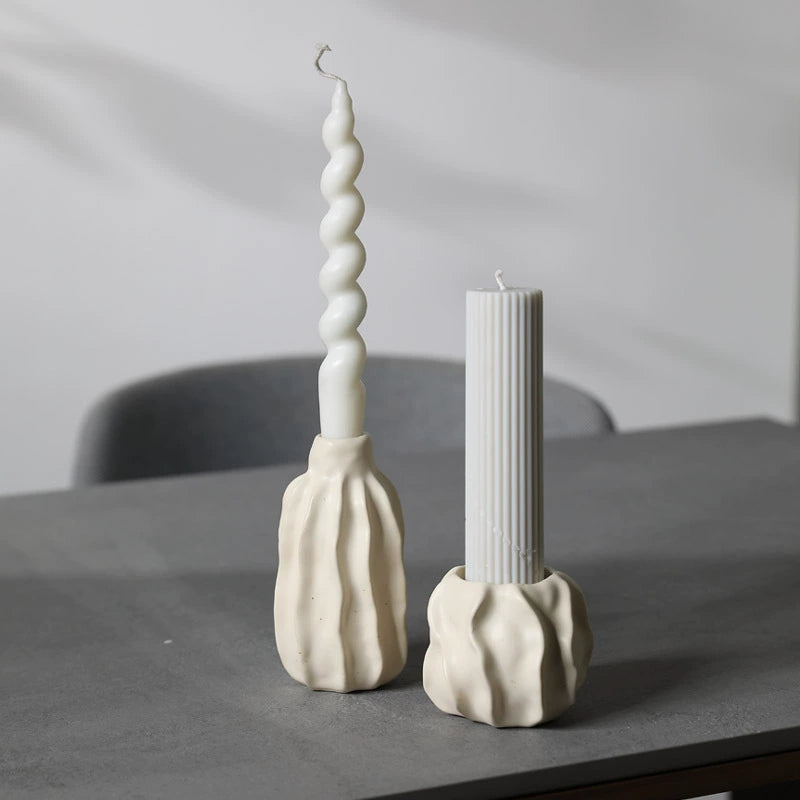 Ripple Candle Holder Collection | Porcelain - Sculptural Hand-Carving by Niki