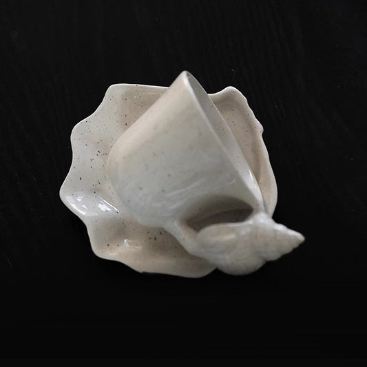 Shell Ceramic Coffee Cup and Saucer Set - 200ml
