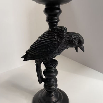 Raven Ceramic Candleholder - Dark Sculptural Candle Holder